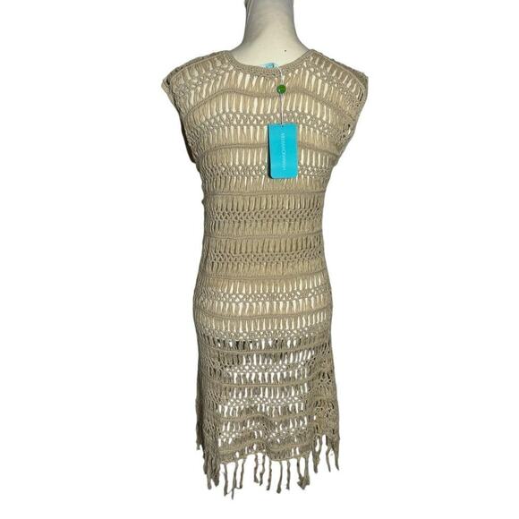 New Melissa Odabash Barrie Beige Crochet Swim Coverup - Medium - Picture 4 of 8